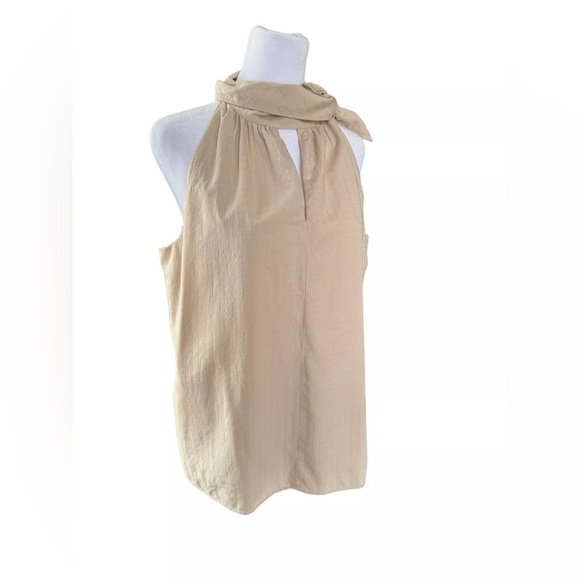 Ann Taylor Grid Knit High Neck Tank Top with Neck Tie - Picture 2 of 9